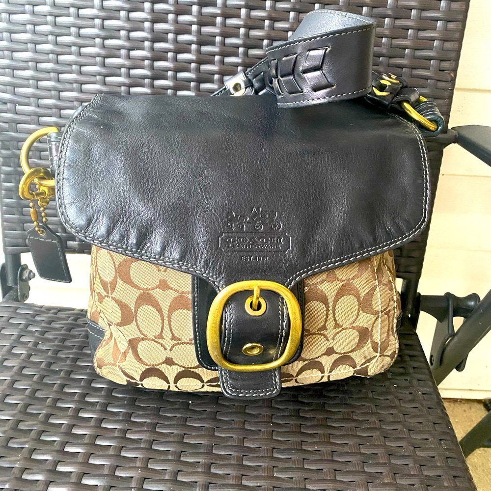 Coach Bleeker Signature Canvas and Leather Shoulder Bag - Picture 1 of 12
